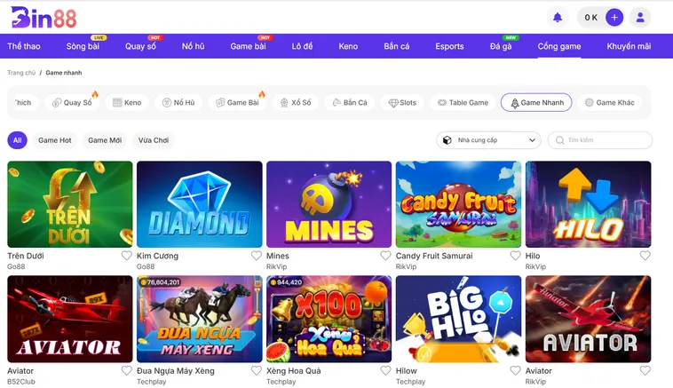 Game Nhanh Bin88 Tận Hưởng Cảm Giác Chiến Thắng Đỉnh Cao Tốc Độ