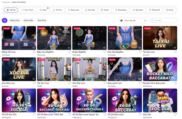 Sảnh Live Casino Bin88 Gồm Đa Dạng Các Loại Trò Chơi Hấp Dẫn