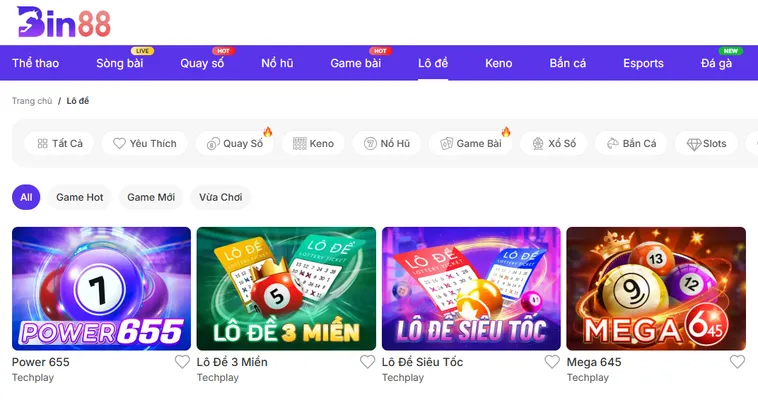 Danh Mục Các Trò Chơi Lô Đề Bin88 Uy Tín Cho Những Tín Đồ Đam Mê Số Học