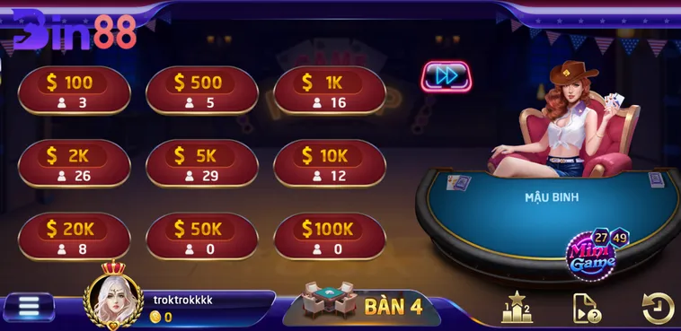 Giao Diện Trò Các Trò Chơi Game Bài Cực Kỳ Bắt Mắt