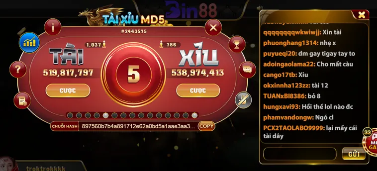 Tài Xỉu MD5 Tại Bin88 Siêu Phẩm Cá Cược Minh Bạch Với Công Nghệ Hiện Đại