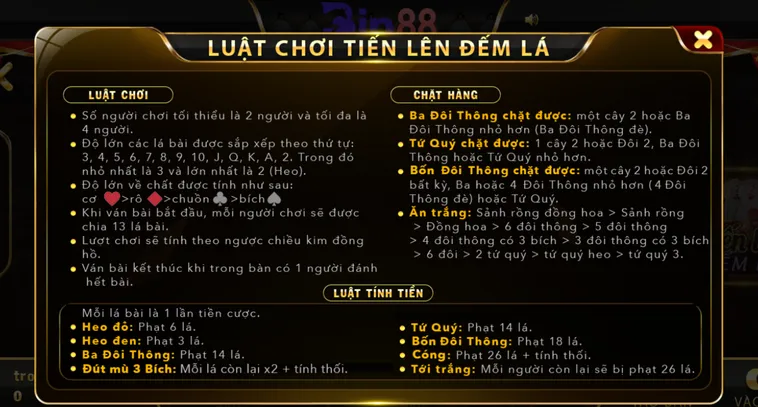 Trải Nghiệm Đỉnh Cao Tiến Lên Đếm Lá Tại Bin88 Cho Mọi Cược Thủ