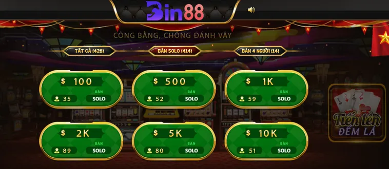 Trải Nghiệm Đỉnh Cao Tiến Lên Đếm Lá Tại Bin88 Cho Mọi Cược Thủ
