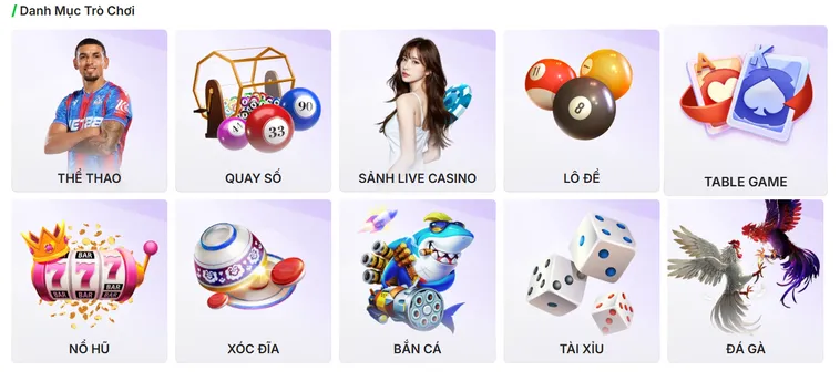 Kho game hấp dẫn giao diện hiện đại thu hút người chơi.